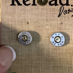 Earth friendly design Authentic recycled casings, hand crafted post earrings.